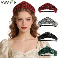AWAYTR Diamond Velvet Kokoshnik Elastic Hairband Fashion Sponge Hair Bands Hoop Braided Headband Girls Valentine's Headwear