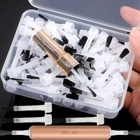 Nail Polish Brush with Wooden Handle Disposable Dip Nail Brush Heads Multifunctional Double-Tip Replacement Manicure Tools