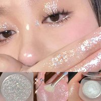 Diamond Highlighter Palette Glitter Glossy Pearlescent Shiny Eyeshadow Silkworm Shadow Face and Body Brighten Shimmer Eye Makeup
