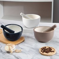 1set 12.8oz Ceramic Mortar and Pestle Set, Elegant Mortar Pestle Set for Grinding Garlic, Nuts, Grains, Spice Crusher Grinder Bo