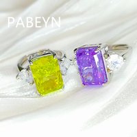925 Sterling Silver Fashion Light Luxury Color Ice Flower Cut Zircon Large Carat Ring Birthday Party Anniversary Gift