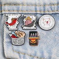 GOD WILL PROVIDE Enamel Pins Cute Cartoon Shrimp Snail Cat Brooches Sarcastic Lapel Pins for Backpacks Funny Jewelry Gifts