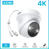 ZOSI 4K PoE IP Camera H.265+ 8MP 5MP HDR Add-on Camera AI Human Detect 100ft Night Vision IP66 Outdoor Video Surveillance Camera