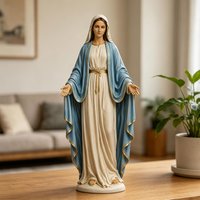 Resin Virgin Mary Collectible Figure Blessed Mother Catholic Religious Statue for Christian Prayer Altar Gift Home Decor