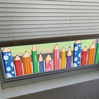 1/2/3 Sheets/Set Vibrant Cartoon Pencil Window Cling, Whimsical Removable Static Decal for Bedroom Classroom Nursery Decor