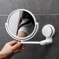 Rotating Plastic Folding Vacuum Suction Round Bath Accessorie Makeup Supplies Vanity Mirror Shave Mirrors Wall Hang Bath Mirror