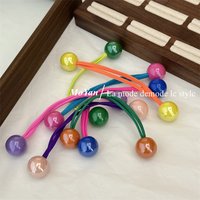 Korean colored ball head rope high elastic ponytail hair rope ball head candy-colored rubber band women's two-end leather case.