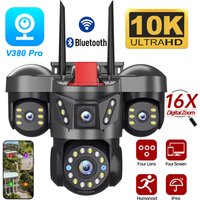 10K 20MP UHD Outdoor WiFi IP Camera Four Len Four Screen 360° 16X Zoom PTZ Security Cam Auto Tracking CCTV Wireless Surveillance