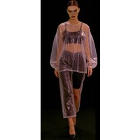 Adult See Through Clear Costumes Thin Transparent PVC Blouse Long Sleeves Tops Loose Suitable Stage Performances Sexy Show Top