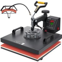 SucceBuy 2In1 Warmtepersmachine 38 * 38CM Multifunctioneel 360 ° Swing-Away digitale sublimatieprinteroverdracht DIY T-shirtdop