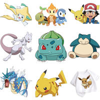 Cartoon Mewtwo Bulbasaur fusible clothing patches thermo-stickers for children T-shirt Decal Decor iron on transfer