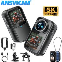 ANSVICAM 5K Mini Action Camera 4K60FPS Thumb Sports Camera with EIS Stabilization Dual Touch Screens Waterproof Magnetic Bodycam