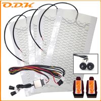 Car Seat Heater Universal 12V Carbon Fiber Car Heat Pads 3 Level Heated Round Cushion Switch Kit Winter Warmer Seat Cover Set