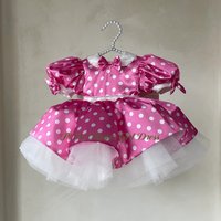 Petal White Dotted Princess Girls Dress with Bow Back Puff Sleeve Flower Girl Dress Fluffy Birthday Dress for Kids Customized