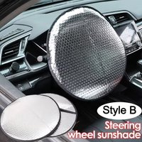 1/2Pcs Car Steering Wheel Anti-Heat Sun Shade Cover Sunscreen Insulation Cover Foldable Sun-proof Anti-UV Protect Parasol Shield