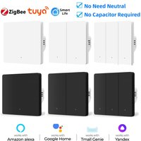 Tuya Zigbee EU Smart Light Switch No Neutral Wire No Capacitor Push Button Wall Switch Smart Life Work With Alexa Google Home