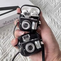 Creative Vintage Camera Case For AirPods Pro 2/Pro/3/2/1 Earphone Cover Soft Silicone Protective Shell With Working Flash Light