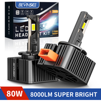 BEVINSEE D3S D3R LED CANBUS Headlight Bulbs D1S D1R D2S D2R D5S 80W 8000LM HID Xenon Replacement Kit LED Auto Lights 6000K 12V