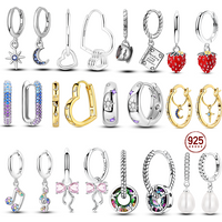 Original 925 Sterling Silver Earrings Sun Moon Stars Bow Hoop Earrings Fashion Women DIY Making Jewelry Gift