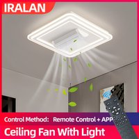 Blattlose Deckenventilatoren mit Beleuchtung für Schlafzimmer, Quadratisch und Rund, Moderne Blattlose Ventilatorlampe, Fernbedienbar, Dimmbar