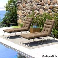 Outsunny Garden Lounge Chair Cushions Set of 2, 220gsm Fabric, Khaki