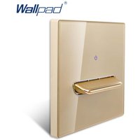 Wallpad Gold Glass Panel Toggle Button With LED Indicator Wall Light Switch EU UK Socket Electric Outlet USB 5V 2.1A AC110-250V