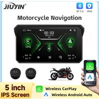JIUYIN 5 Inch Portable Motorbike Wireless CarPlay Android Auto for Motocycle Smart Player GPS Navigation IP68 Waterproof BT 5.0