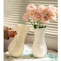 European-style vintage relief rose ceramic vase decoration piece