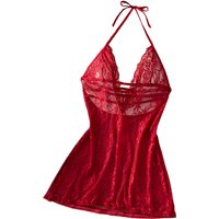 One Piece Sexy Women's Neck Hanging Strap Dress Sexy Perspective Lace Nightgown Clothing