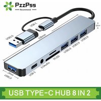 8-IN-2 USB HUB 3.0 USB C HUB Dock Station 5Gbps High Speed Transmission USB Splitter Type C to USB OTG Adapter For Macbook Pro