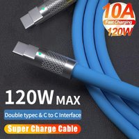 120W 6A Charging Cord High Current Liquid Silicone Type C To C PD Super Fast Charge Cable Multiple Sizes Charger Daily Charging