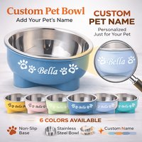 Custom Name Pets Feeding Bowl, Durable Stainless Steel Bowl Feeding Combo Creates Exclusive Dining Space for Your Beloved Pets.