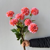 5Pcs Faux Moisturizing -head Dahlia Real Touch Artificial Flowers Bridal Bouquet Wedding Decoration Party Floral Home Room Decor