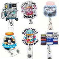 1pc Cute Medical Themed Retractable Badge Reel – Acrylic ID Holder for Doctors, Nurses, RN, LPN, Healthcare Staff