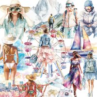 20Pcs/Pack Girl Travel Around World Sticker DIY Craft Scrapbooking Album Junk Journal Decorative Stickers