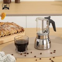 4/6 See-Through Moka Pot: High-Borosilicate Glass Body, Durable 430 Base. Home/Office/Camping Use. Works on Induction & Gas