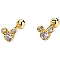 Uniorsj 100% 925 Sterling Silver Jewelry Shiny Zircon Lovely Cute Cartoon Mickey Stud Earrings for Women
