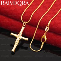18K Gold Plated Cross Pendant Necklace For Women Men Charm Trend Birthday Gifts Fashion Party