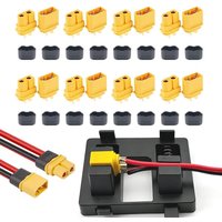 XT60H (XT60 Upgrade) Male Female Bullet Connectors Power Plugs with Sheath and Welding Fixtures for Lipo Battery RC Planes Cars