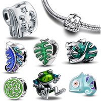 925 Sterling Silver Multicolor Leaf Charms Beads Fit Original Bracelets Bag Keychain Charms Beads Pendant Diy Women Jewelry Gift