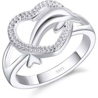 Dolphin Hollow Heart Low Key Exquisite Design Active Female Girl 100% 925 Sterling Silver Color Jewelry Accessories Rings