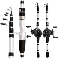 Telescopic Lure Fishing Rod 1.5-2.4M and Baitcasting Reel 7.2:1 High Speed Gear Ratio Combo Max Drag 8kg for All Waters Pesca