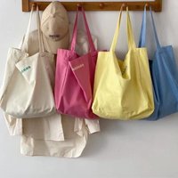Korea Candy Color Letter Shoulder Hand-held Canvas Bag Ins Student Class Bag Simple Environmentally Friendly Shopping Bag