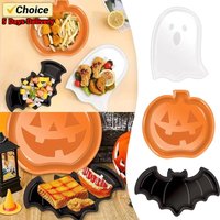 Halloween Party Serving Plate Cute Pumpkin Bat Ghost Shaped Food Trays Plastic Reusable Dessert Snack Candy Serving Platters