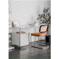 Bauhaus-Schreibtisch aus Edelstahl, kompakt, röhrenförmiges Stahl-MDF mit Schublade, Computertisch, Büroschreibtisch