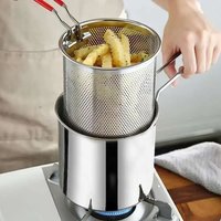 Stainless Steel Deep Fryer with Basket Cool Touch Handle Anti Slip Base for Home Commercial Tempura Chicken Frying