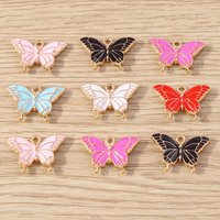 10pcs 19x14mm Cute Enamel Animal Butterfly Charms Pendants for Making Earrings Necklace Bracelets DIY Crafts Jewelry Findings