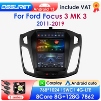 2din Android Autoradio Multimedia-Video-Player für Ford Focus 3 mk 3 2014-2018 Tesla-Stil Android Auto 4g Wireless Carplay DSP