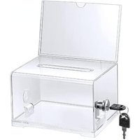 Transparent Acrylic Donation Box with Locks Coin Storage Container Feedback Suggestion Cases Raffle Ticket Box Cube Tip Box