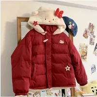 Sanrio Cute Hello Kitty Cinnamoroll Pochacco New Winter Down Cotton Jacket Thickening Warm Puffer Jackets Women Coat Tops Gift